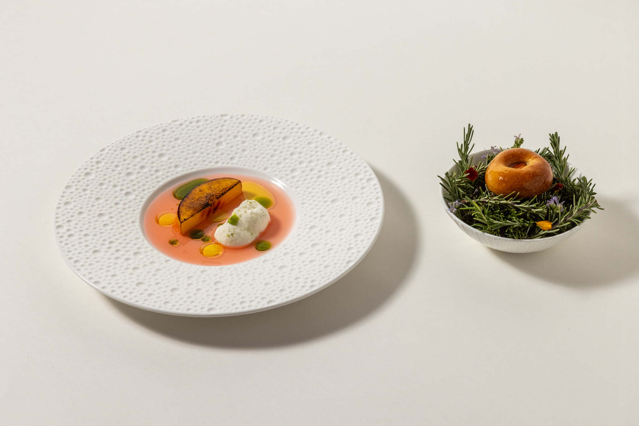 Pesca, ricotta e olio extravergine - dessert Amistà